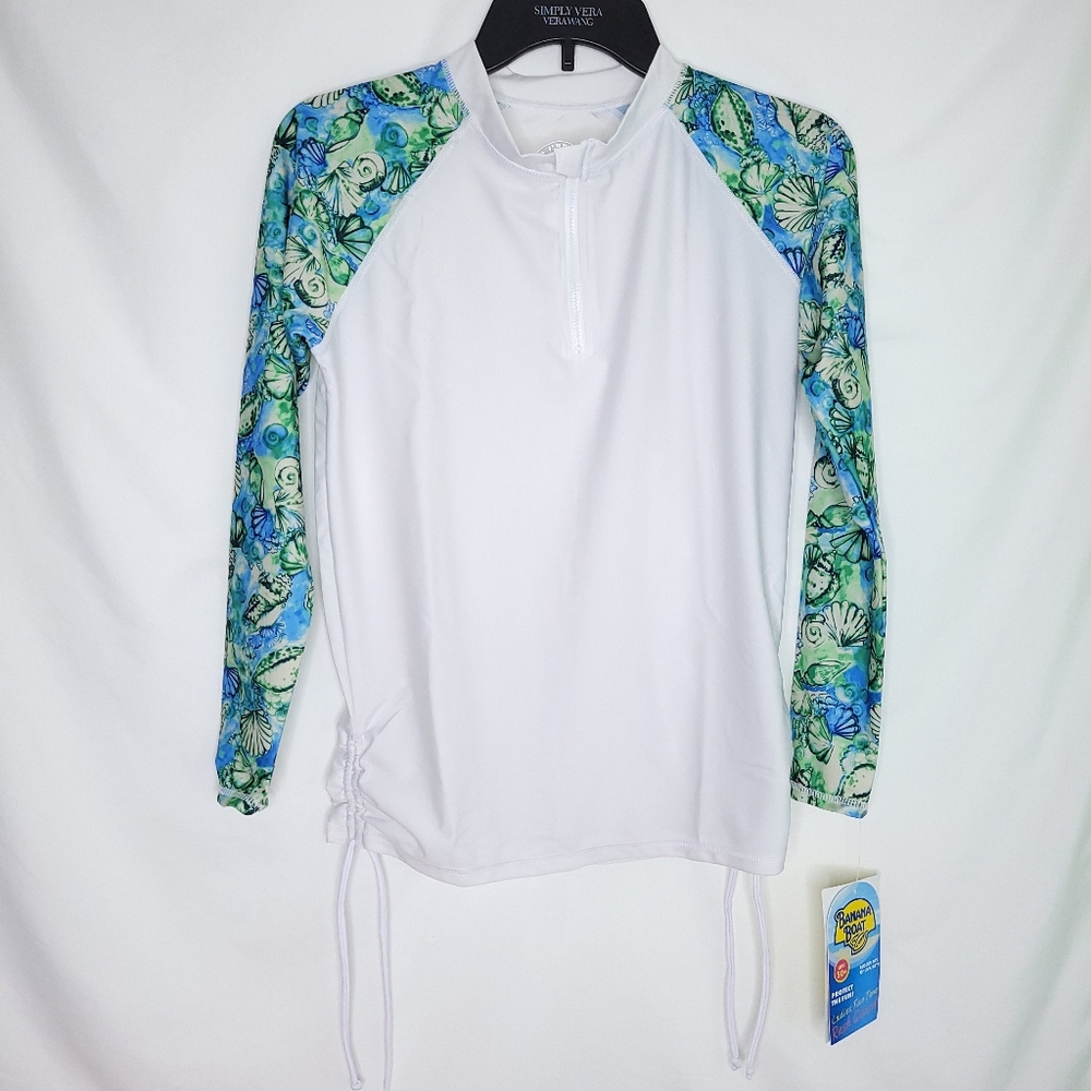 BANANA BOAT Women's UPF 50+ Rash Guard 1/4 Zip Shirt SMALL (NWT)